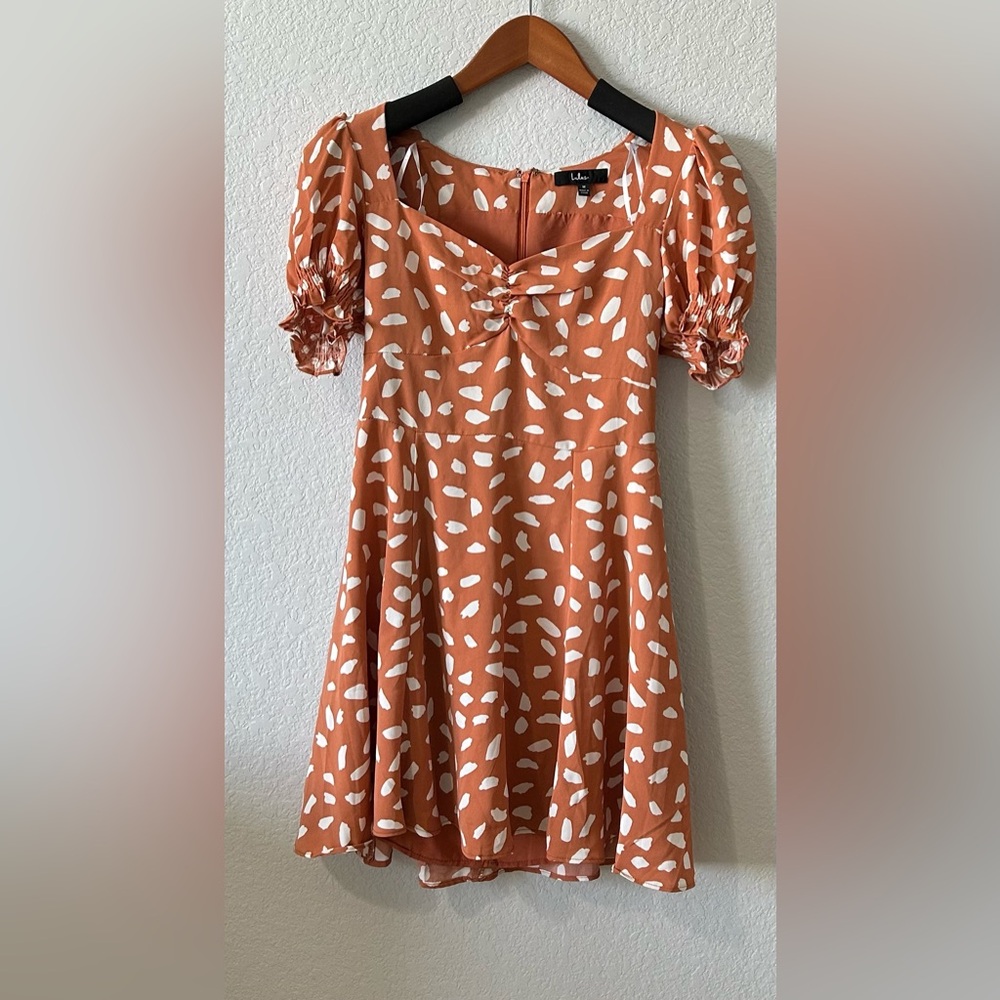 Lulu's Orange and White High Low Dress